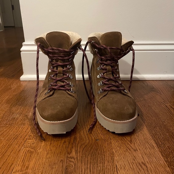 SAM EDELMAN Suede Franc Ankle Shearling Warm Boots Toffee Brown 10 - Picture 7 of 8